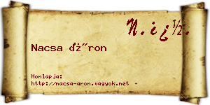 Nacsa Áron névjegykártya